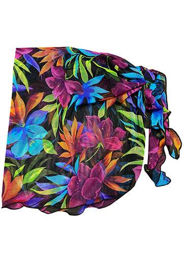 Teeny Sarong Cover-Up in Neon Tropical Leaf Mesh 556-8410-57000